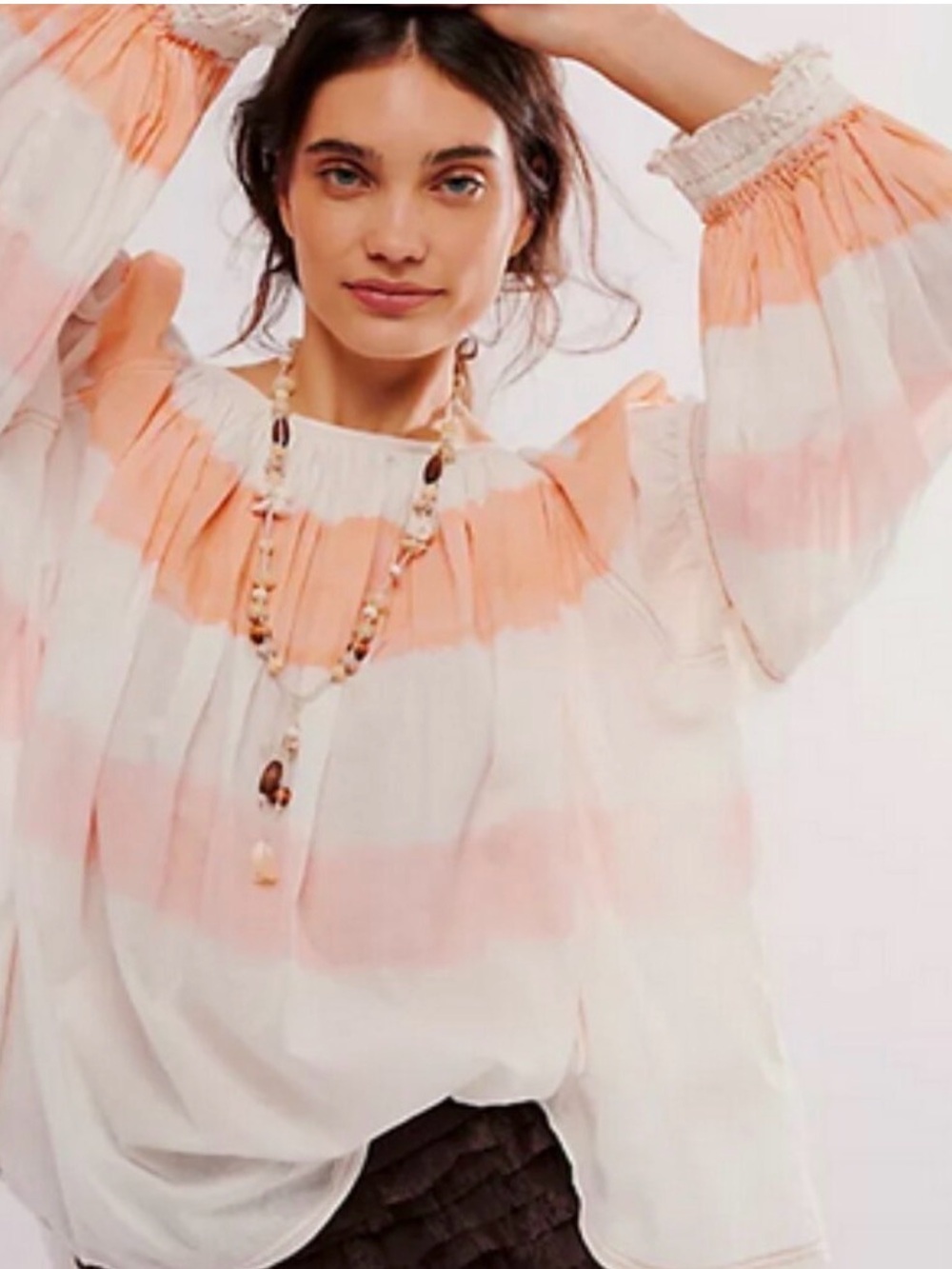 Free People We The Free Sweet Stripe Shirt Top Printed Tunic Sz Small